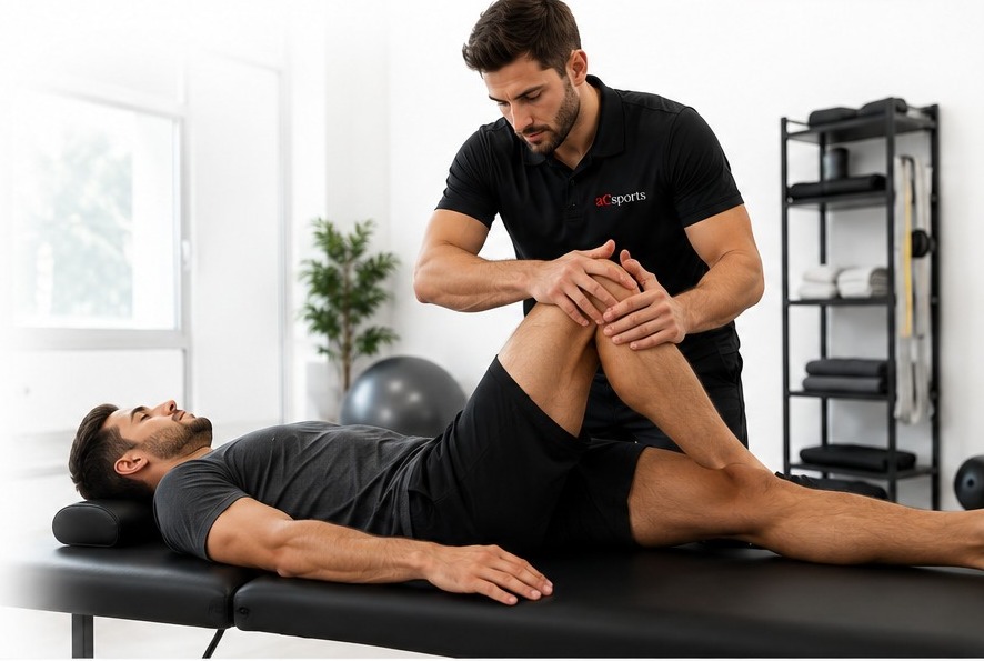 Kinesiólogo trabajando con un paciente